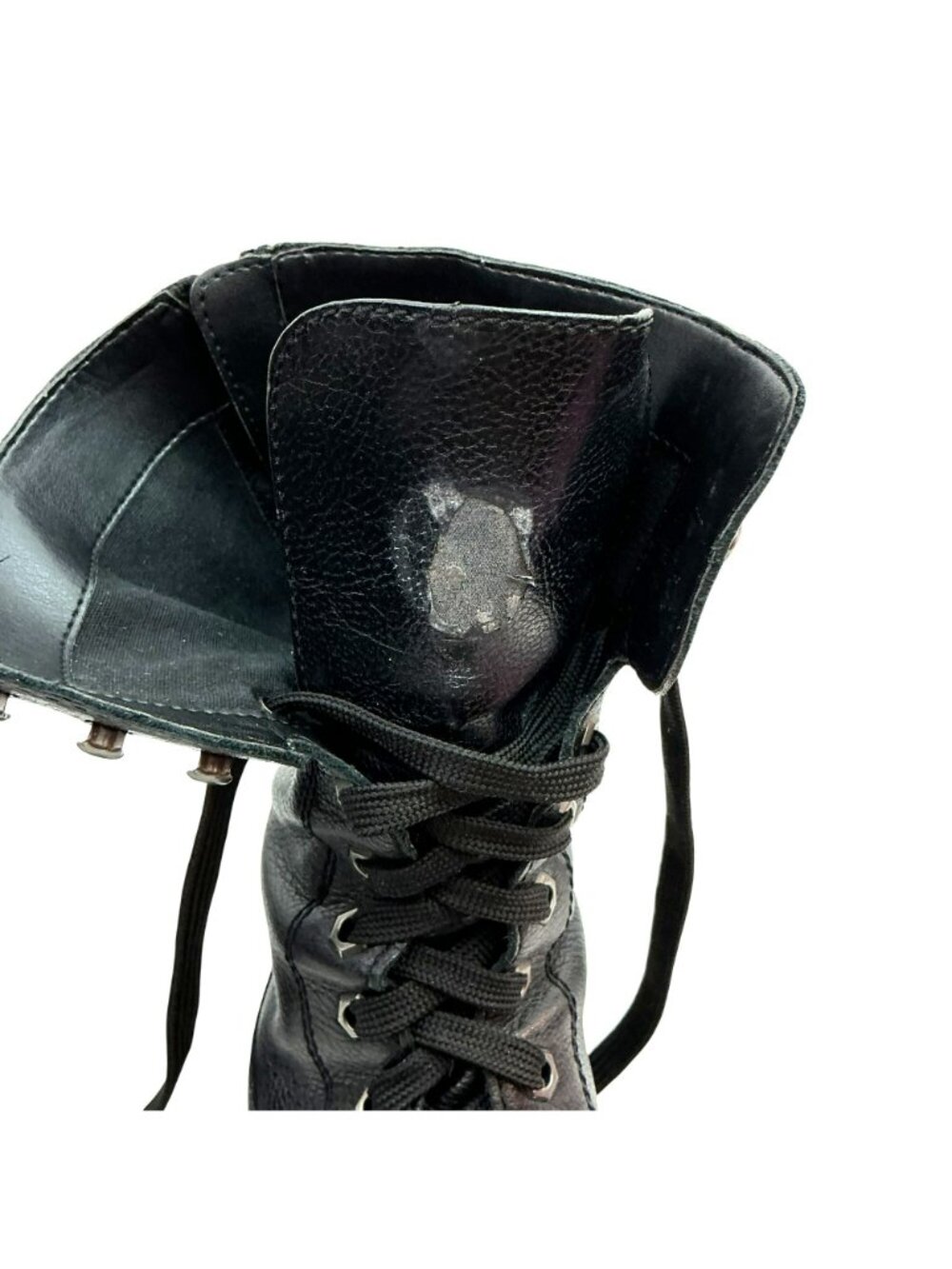 Sam Edelman Darwin Back Zip Moto Leather Lace Combat Boots Womens 7.5 Black - Picture 13 of 15